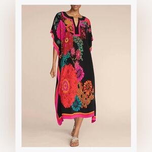 Hawaiian Floral Black, Red, Orange, Green Caftan & Maxi Dress | OS | NWT